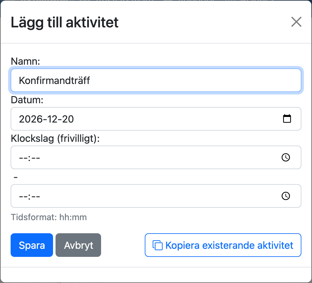 Lägg till aktivitet