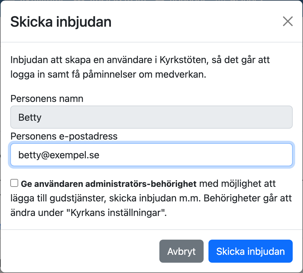 Skicka inbjudan